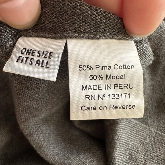 Planet by Lauren G Artsy Top One Size Pima Cotton Gray Side Cut Out Earthy - Picture 7 of 8